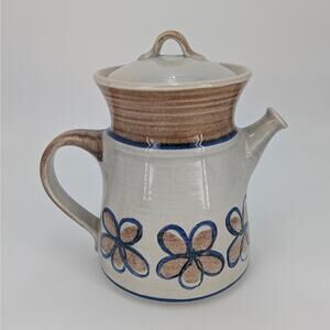Metlox Bandero Coffee Pot Lidded Ceramic Pottery Kettle 1970s Flower Pattern